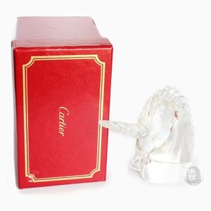 Cartier Unicorn Paperweight Crystal Desk Accessory in Box by Archimede Seguso